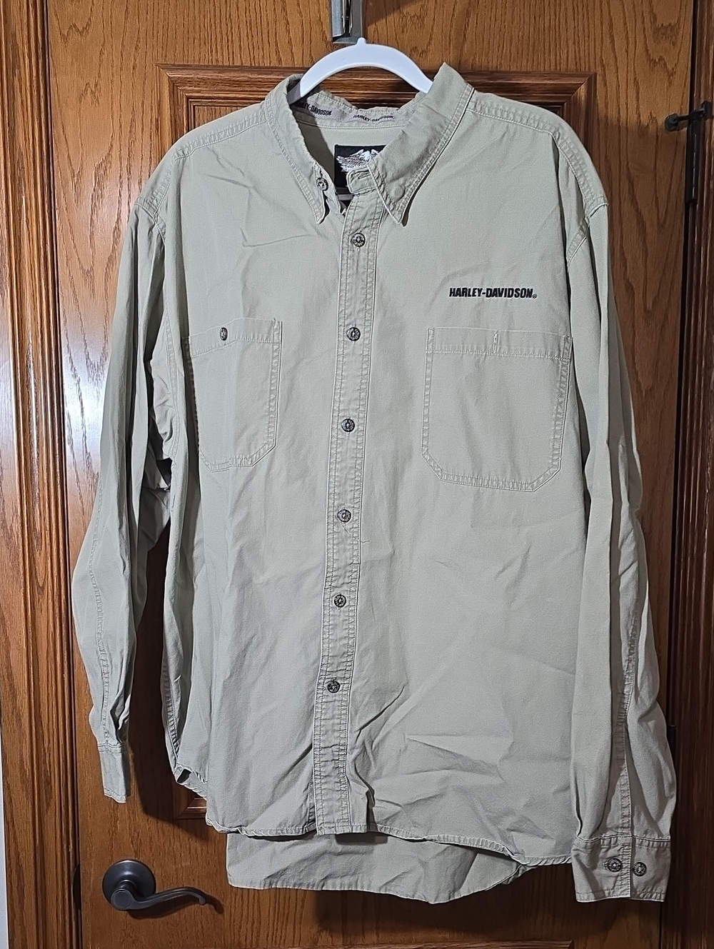 Harley-Davidson Men’s Button-Down Shirt — Light Tan